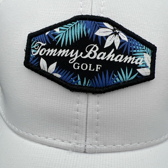 Tommy Bahama Golf White Baseball Cap Snapback Hat Blue Floral Patch - Picture 2 of 10